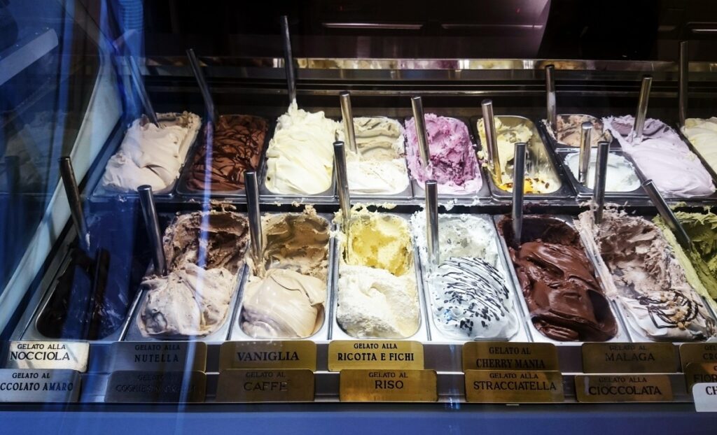 Ice-creams in Gelateria dei Neri in Florence