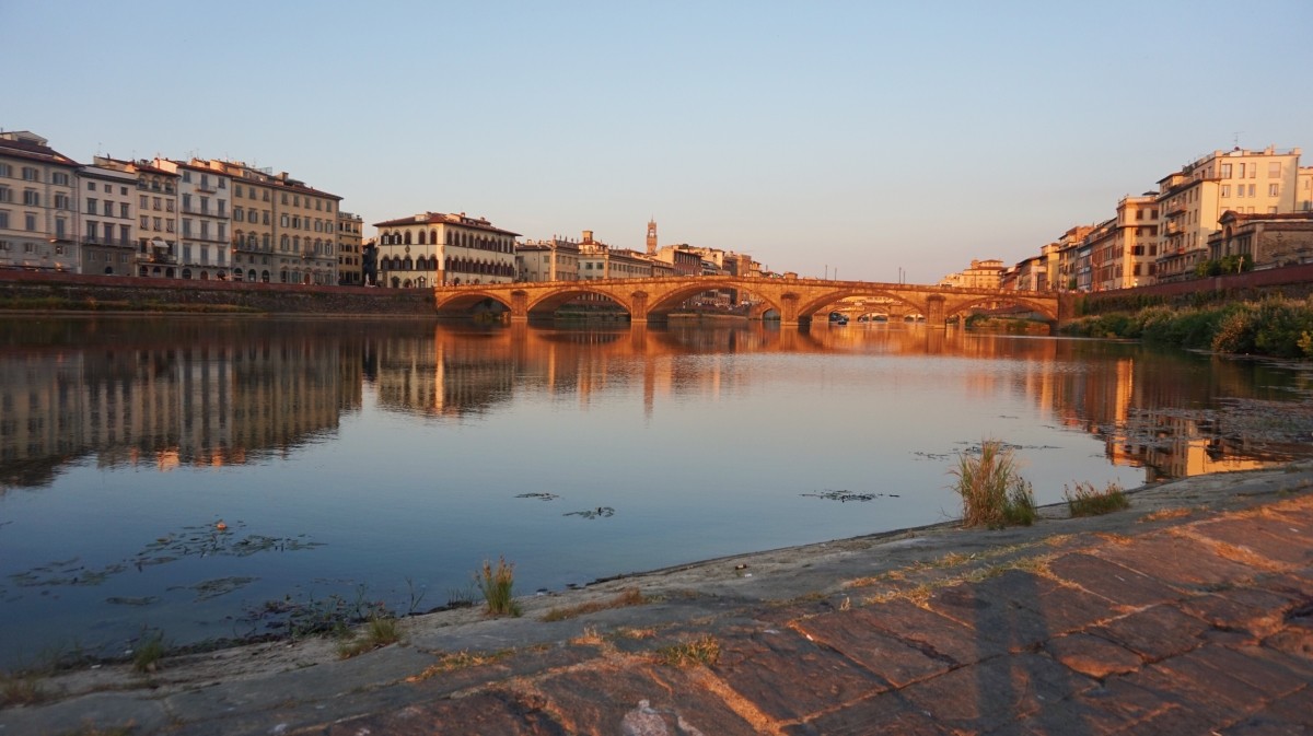 Zachód słońca nad rzeką Arno, Pescaia di Rosa we Florencji