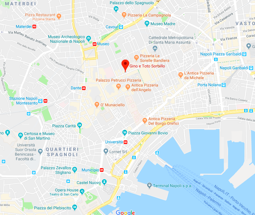 Pizzeria Gino Sorbillo in Naples on map
