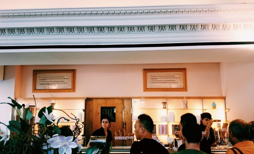 People in gelateria Santa Trinita in Florence
