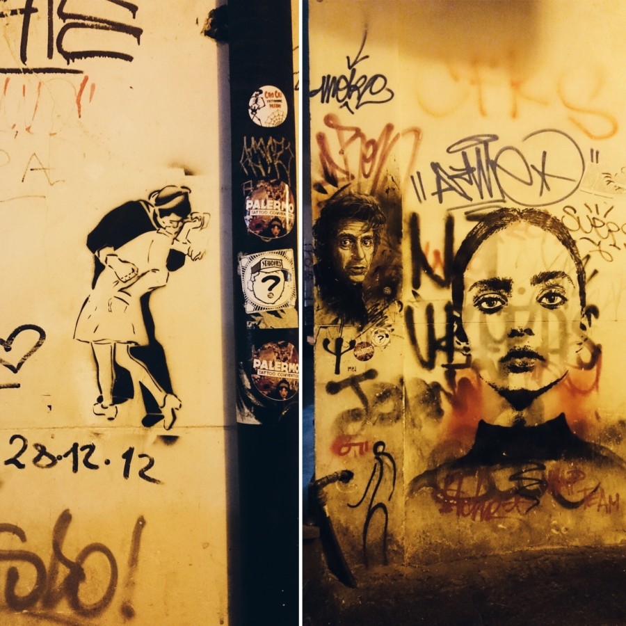 Street art in Vucciria district in Palermo