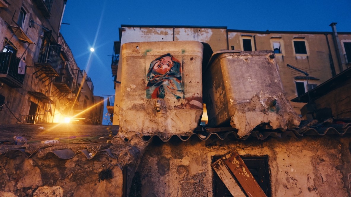 Street art in Ballaro market in Palermo