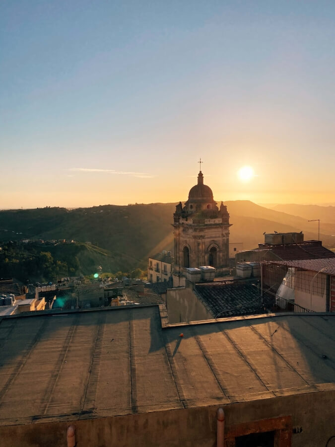 January in Sicily, sunset