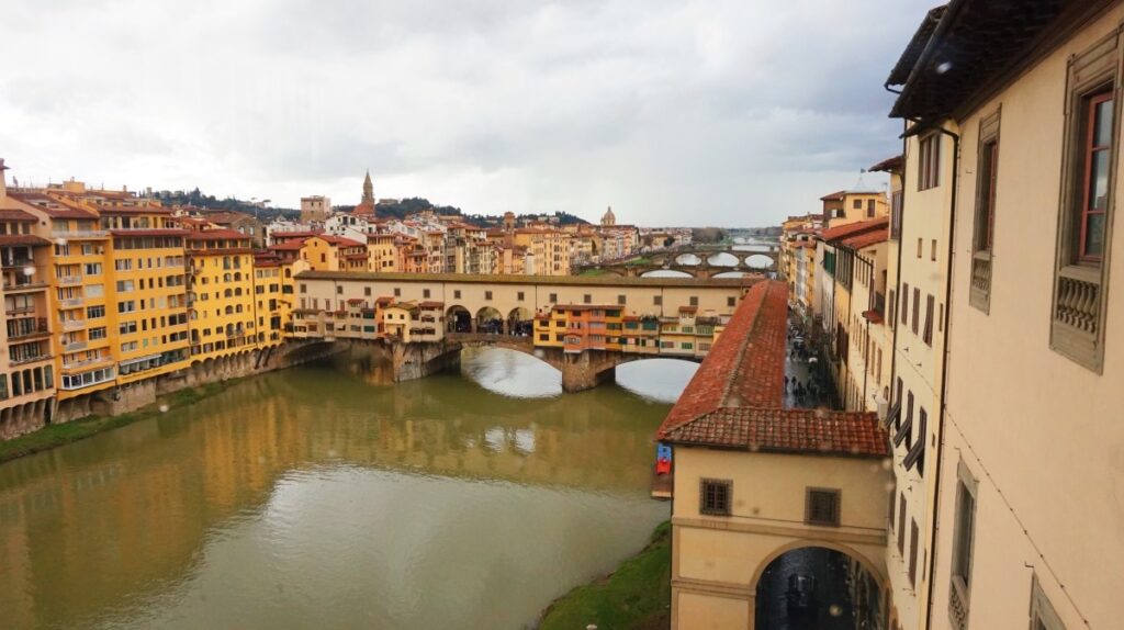 The view of Ponte Vecchio from the Uffizi Gallery
