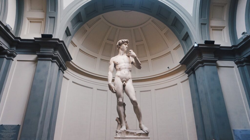 Michelangelo's David sculpture in the Accademia Gallery