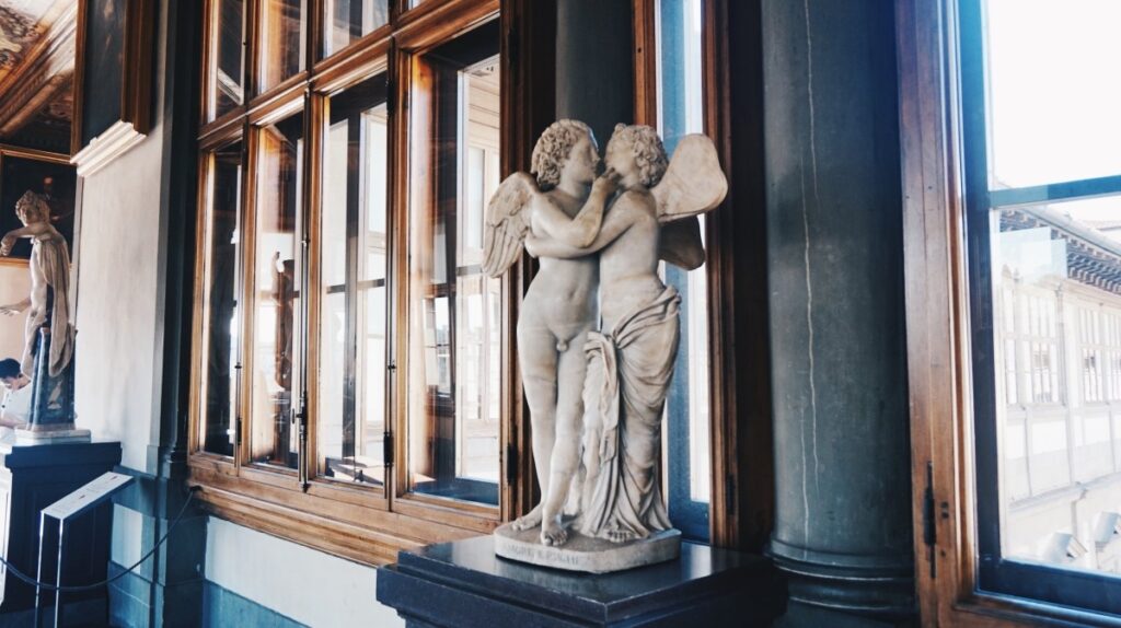 The sculpture of Angels in the Uffizi Gallery in Florence