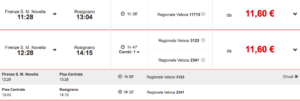 Florence - Rosignano - schedule